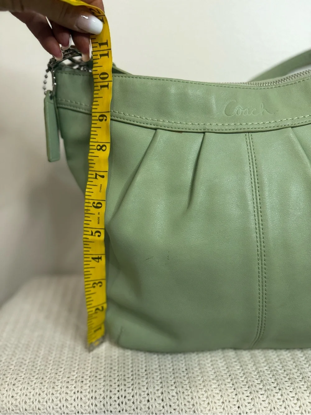 Coach Y2K Sage Green Leather Shoulder Bag F13764